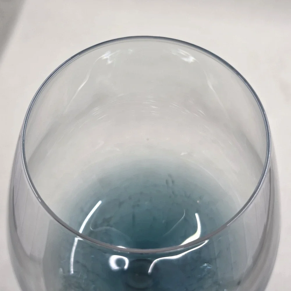 Pier 1 Teal Blue Crackle White Wine Glass 16 Oz 8-7/8